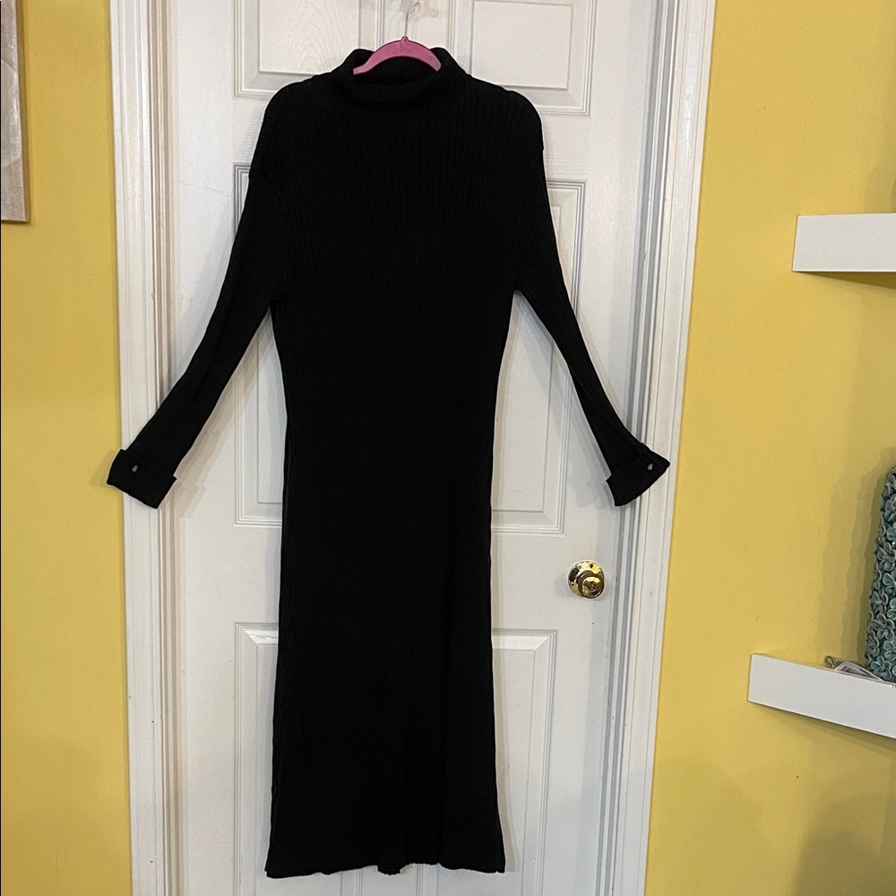 Vintage Pierre Cardin ribbed turtleneck maxi sweater dress size M